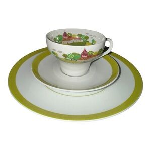 Limoges France Georges Boyer Three Piece Set Mon Village Tea Cup Saucer Plate